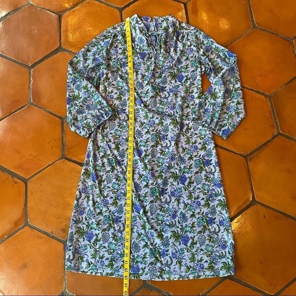 Vintage 60’s Boston Maid Purple Floral Belted Midi Dress Neck Tie Sz Medium M - Picture 9 of 12